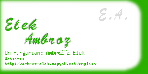 elek ambroz business card